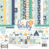 Echo Park Paper Company Hello Baby Boy Collection Kit Paper, Navy, Yellow, Teal, Orange, Orange