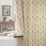 Frienda Vintage Floral Linen Blend Shower Curtain 72x72 Inches Mustard Yellow Rustic Farmhouse Bathroom Curtain with 12 Plastic 