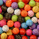 ANCADN 16mm Acrylic Beads 100pcs Pumpkin Golden Line Bead Chunk Bubblegum Beads DIY Beading Hairband Bracelets Necklace Craft fo