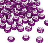 HARFINGTON 100Pcs 14mm Large Hole Acrylic Beads Rose Red European Loose Round Faceted Rhinestone Craft Bead for DIY Bracelet Nec