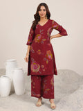 Libas Women'S Silk Blend Kurta Set (400419_Maroon_Xxl)