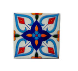 Shiv Kripa Blue Pottery Floral Decorative Mosaic Wall Tiles 6 X 6 Inch Set Of 6 Tiles(Multi)