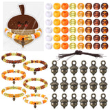 Tondiamo 36 Set Thanksgiving Bracelet Kit Fall Bracelet Crafts Kit Thanksgiving Acorns Shaped Beads and Card with Jute Twine for