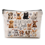 Dog Makeup Bag, Dog Mom Gifts, Dog Gifts for Women, Gifts for Dog Lovers, Life is Better With Dogs Cosmetic Bag Toiletry Bag for