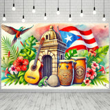 HOMETITUTE Puerto Rico Backdrop Banner Puerto Rico Party Decor 71x43 Inch Indoor Outdoor Party Decor Banner Wall Decoration for 