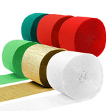 PheiLa Crepe Paper Streamers 6 Rolls 492ft, Crepe Paper Christmas Decorations Red Green White Gold Party Streamers for DIY Gift 