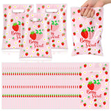 Motipuns 50 Pcs Strawberry Goodie Bags Strawberry Candy Gift Bags Party Favors Pouches Pink Red Berry Sweet Goody Candy Treat Gi