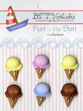 Buttons Galore FN104 Fun in The Sun Ice Cream Cones Buttons