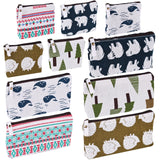 Koogel 10 Packs Canvas Zipper Pencil Bags, 5 Style Pencil Case Pouch Bag Small Cosmetic Makeup Bags Coin Purse Multifunctional C