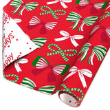 American Greetings Reversible Christmas Wrapping Paper Roll, Cute Red and Green Bows Holiday Gift Wrap (60 sq. ft., 1 Standard R