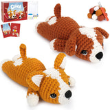 Fortunings JDS Crochet Kit for Beginners - 2 PCS Corgi Crochet Kits with Step-by-Step Video Tutorials, Beginner Crochet Kit for