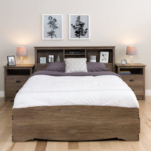 Prepac's Fremont 2 Drawer Nightstand: Elegant Bedroom Furniture, Bedside Table with Open Shelf, 23.25W x 16D x 28H, Drifte