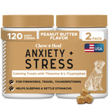 Calming Chews for Dogs - 120 Anxiety Relief Treats for Fireworks, Thunder, and Storms - Peanut Butter Flavor - Natural Dog Calmi