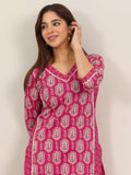 Libas Women'S Cotton Floral Kurta Set (400450_Pink_M)