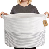 MEGASKET XXXL Large Cotton Rope Blanket Basket for Living Room, Woven Rope Storage Baskets for Organizing, Nursery Kids Toy Bask