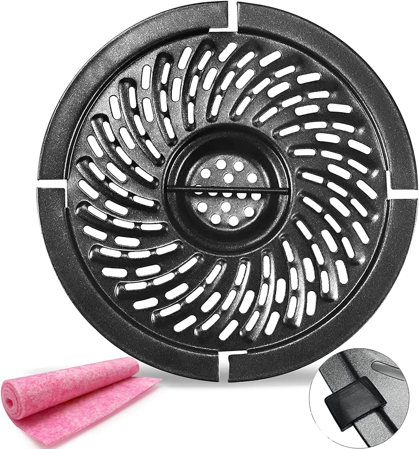 Air Fryer Replacement Parts, 2QT 2.1QT Round Air Fryer Grill Pan Crisper Plate Tray Accessories Rack with Rubber Bumpers for Eli