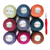 golo Crochet Thread Size 10 Embroidery Thread 10g X 9 Crochet Yarn for Hand Knitting 10-9-4
