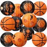 VIHOSE 12 Pieces Basketball Party Decorations Basketball Paper Lanterns Basketball Hanging Lanterns Sports Party Round Lanterns 