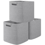OIAHOMY Storage Cubes 11 Inch Bins-3-Pack, Cotton Rope Woven Baskets for Organizing, Square Storage Baskets for Shelves, Classro