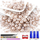 60g Light Coffee Flatback Half Round Pearls Mixed Size 3-10mm Resin Craft Beads for Nail Art, Face Gems, DIY Jewelry Making