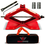 BullsArmor Scissor Jack Kit - 2 Ton (4,400 lbs) - Extra Wide Base - Universal Car Tool Kit with Ratchet & Lug Wrench - All-in-On