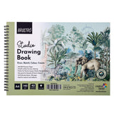 BRUSTRO Studio Drawing Book, Blank 80 Pages, Wiro Bound, A4 (8.3x11.7 inches), 140 GSM, Perforated Sheets, AcidFree Paper| Draw