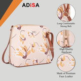 Adisa Women Girls Floral Print Faux Leather Sling Bag Crossbody (Off White),Off White,,B09XXJ1544