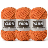 3 Pack Orange Fluffy Chunky Chenille Crochet Yarn, Baby Yarn for Crocheting Soft Blanket, Bulky Velvet Yarn (100g/54.8yds Each),