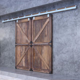DIYHD 20FT Raw Material Exterior Box Track Double Sliding Barn Door Hardware,Heavy Duty Wall Mount Box Track Kit for Outdoor Use