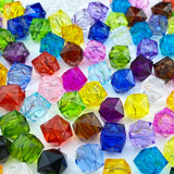 Jmassyang 200 Pieces 10mm Acrylic Faceted Cube Beads Colorful Square with Hole Plastic Loose Spacer Bead for DIY Wind Chimes Sun