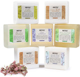 Pifito Melt and Pour Soap Base Sampler (7 lbs) Assortment of 7 Bases (1lb ea) Hemp Seed Oil, Clear, Aloe Vera, Goats Milk, Coc