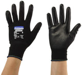 Kimberly Clark 13838 Jackson Safety G40 PolyurethaneCoated Gloves, 2475193, Medium, Black with Navy Blue Hem