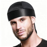 Sunkizzrs Breathable Durag Headwear Pirate Hat Bandana Head Wrap Headwear Sweat Wicking Helmet Liner/Cooling Skull Cap (Black)
