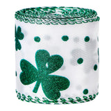 ST Patricks Day Shamrock Ribbon Clover Satin Wired Edge Ribbon (2-1/2 x 5.5 Yards)