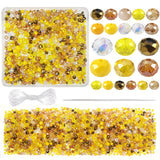 TOAOB 1000pcs Briolette Crystals Glass Beads 4mm 6mm 8mm Rondelle Faceted Spacer Beads Yellow Loose Beads for Bracelets Necklace
