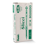 Pentel Arts Slicci 0.25 mm Extra Fine Gel Pen, Green Ink, Box of 12 (BG202D)