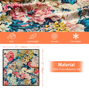 100% Mulberry Silk Neck Scarf For Women - 27 Hair Scarves Satin Head Scarf Bandanas Square Hair Night Sleeping With Gift Packe