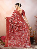 Stylum Women'S Paisley Print Lining Textured Dola Silk Saree (Srrosejacky_Rose)