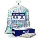 Plasticplace Contractor Trash Bags 55-60 Gallon - 3.0 Mil, Clear Heavy Duty Garbage Bag 38 x 58 (25 Count)