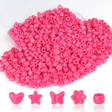 XIANNVXI Rose Red Shaped Pony Beads 500pcs Star Butterfly Heart Flower Hot Pink Bead for Jewelry Making Necklace Friendship Brac