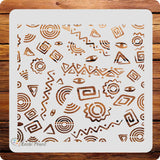 Kachi Pencil Doodle Pattern Stencils for Art and Craft Painting, Size 6 x 6 inch Reusable Stencil for Painting, Fabric, Glass, W