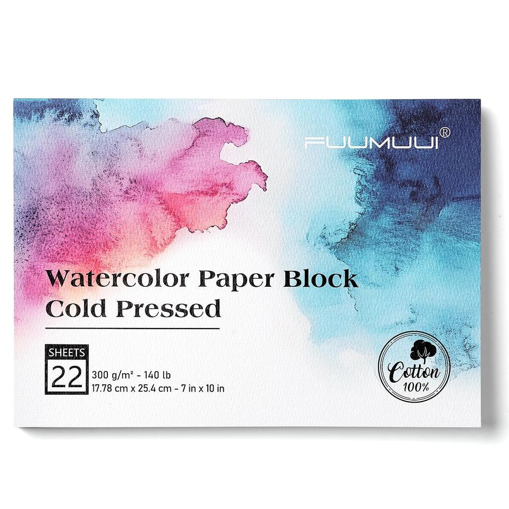 Watercolor Paper Block 7x10 Inch, Fuumuui 100% Cotton Watercolor Paper ...