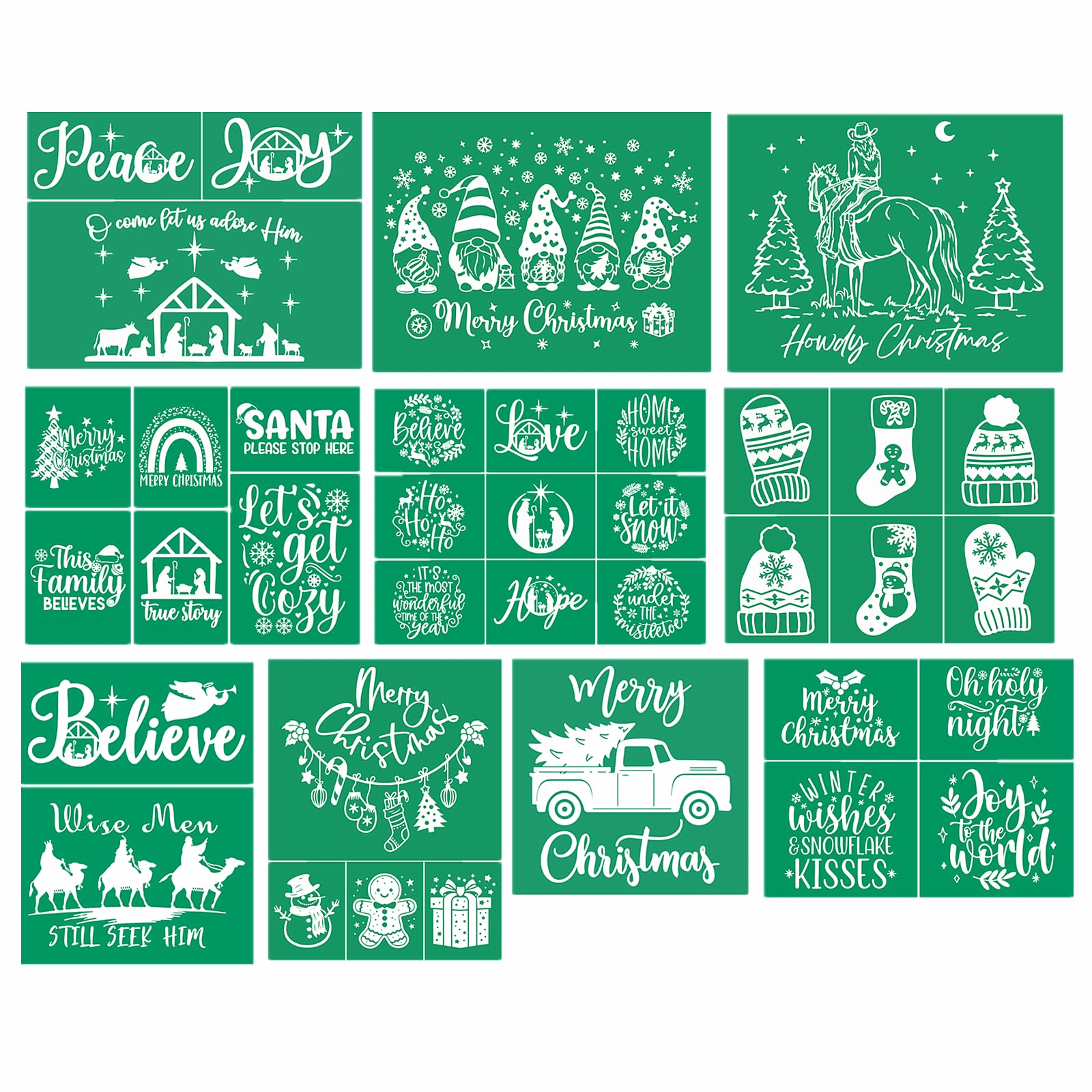 Silk Screen Stencil Self Adhesive Christmas Silk Screen Transfer 10 Pcs, Snowman Snowfalke Buffalo Plaid Christmas Tree Mesh Ste