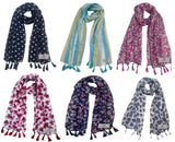 Fusfus WomenS Printed Chiffon Scarves And Stoles, Free Size(Multicolour, Fs2239) Pack Of 6 (Multicolor1)
