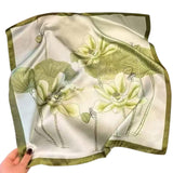 Salty Sage Lotus Luxe Scarf For Women & Girls | Stylish Soft & Lightweight | Silk Neck Scarf | Hair Scarf | Head Scarf For Women