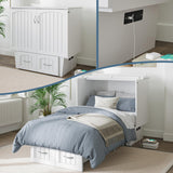 AFI, Nantucket Twin Murphy Bed Chest with Mattress, Storage Drawer and Built-In USB Charger, White