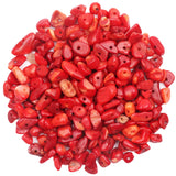 500 pcs Natural Chip Stone Beads, Red Coral 5-8 mm Irregular Gemstones Healing Crystal Loose Rocks Bead Hole Drilled for Jewelry