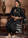 Libas Women'S Silk Blend Kurta Set (39059_Black Black L