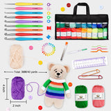 113 Piece Crochet With Yarn Set-1600 Yards Assorted Yarn 73Pcs Crochet Accessories Set Including Ergonomic Hooks, Knitting Needl
