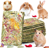 YTSKJ Rabbit Toys 10 Pack Bunny Toys Bunny Chew Toy Guinea Pig Treats Timothy Hay Toy Chips with Herbal Flowers Timothy Hay Gras